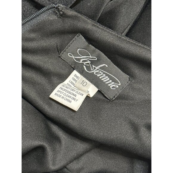 La Femme Womens Black sz 10 V-Neck Sexy Back Fitted Front Slit Maxi Gown Dress - Picture 3 of 13